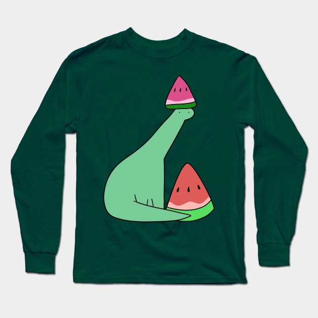 Watermelon Long Neck Dino Long Sleeve T-Shirt by saradaboru